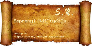 Seprenyi Mátyás névjegykártya