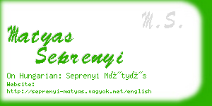 matyas seprenyi business card